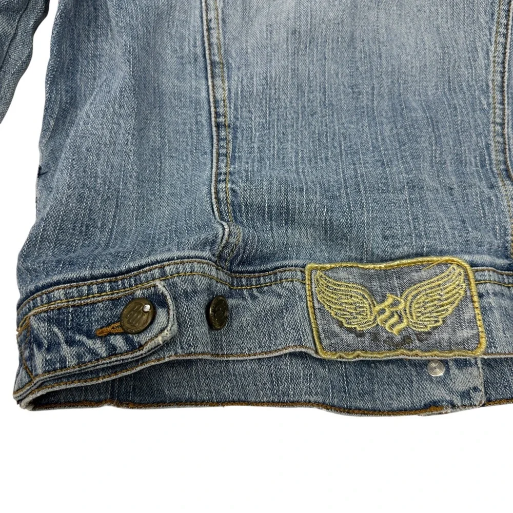 ROCAWEAR‎ Woman's Junior/Kids Light Wash Denim Trucker Jacket Y2K Size Large